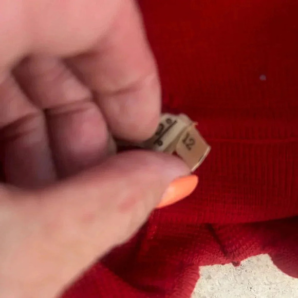 Women's Vintage Italian 100% Wool Red Blue Striped Cardigan Sweater Size 12 - Picture 8 of 9